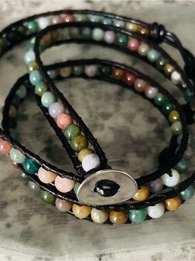 Multi-Color Beaded Wrap Bracelet - Genuine Gemstone Style